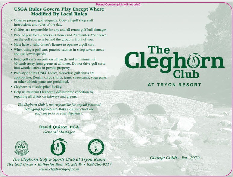 Cover photo of The Cleghorn Club golf course scorecard